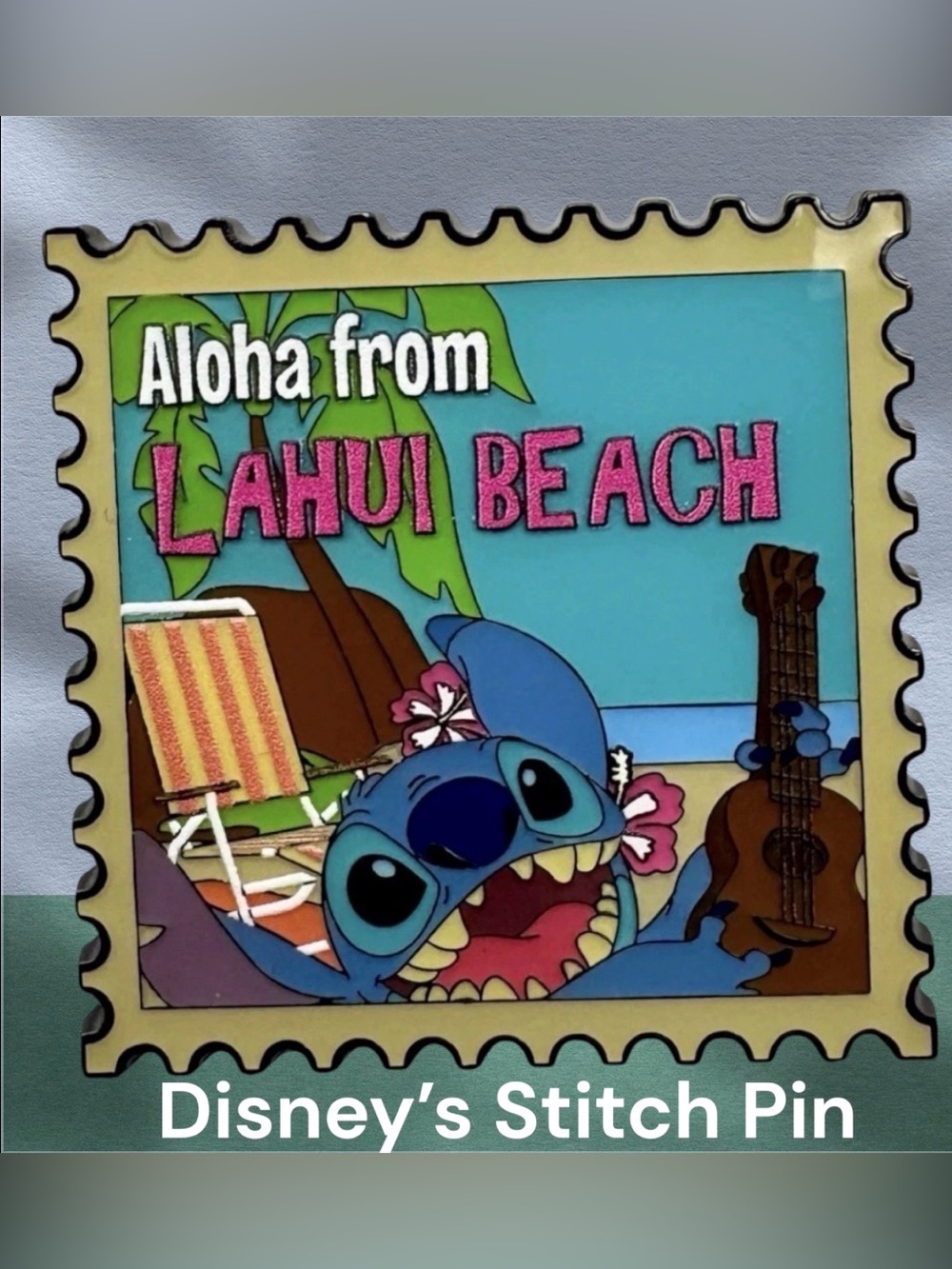 Loungefly Disney’s Stitch Aloha From Lahui Beach Hawaiian 🌺 Stamp Pin Pre-Owned